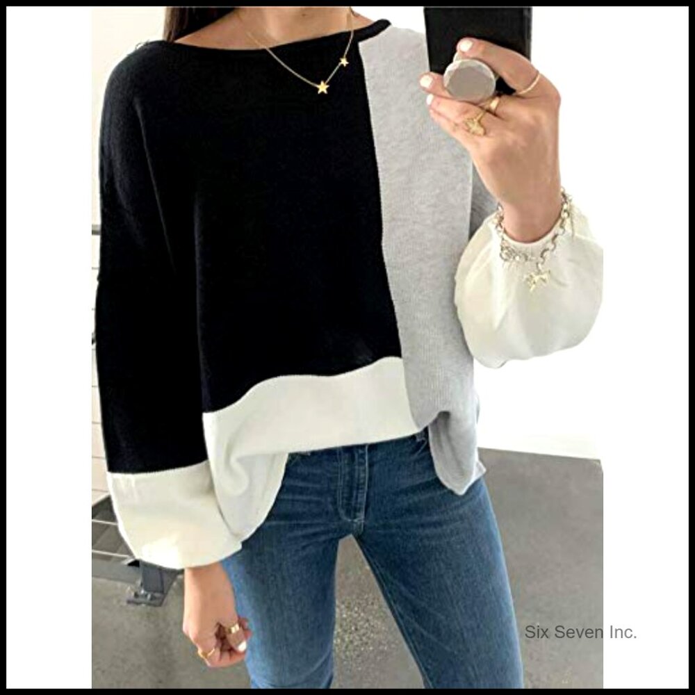 Oversized Y2K Patchwork Pullover Sweater Loose Fi… - image 6